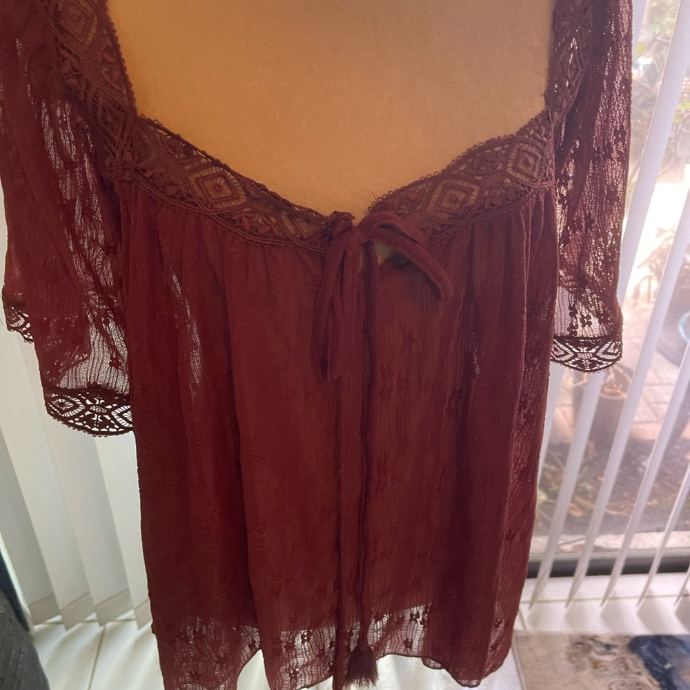Bailey 44 Lace-Trim Tie-Front Camisole in Burgundy